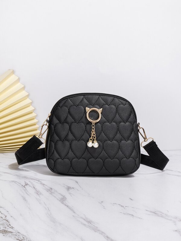 حقيبة قبة قلب مطرز مزخرف بلؤلؤ اصطناعي بنات