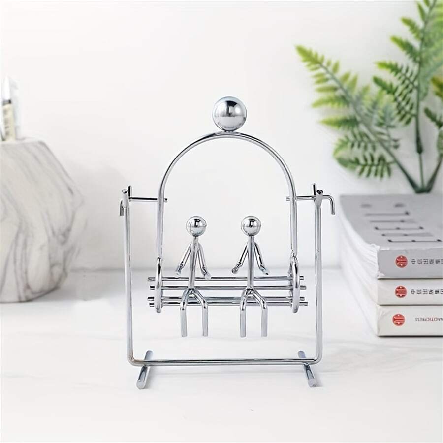 Xích đu Số dư Nhỏ bé Sắt Người đàn ông Vật lý Mechanics Trang trí máy tính để bàn Văn phòng Đồ chơi giải nén Qủa tặng - Bạc - Xem 1