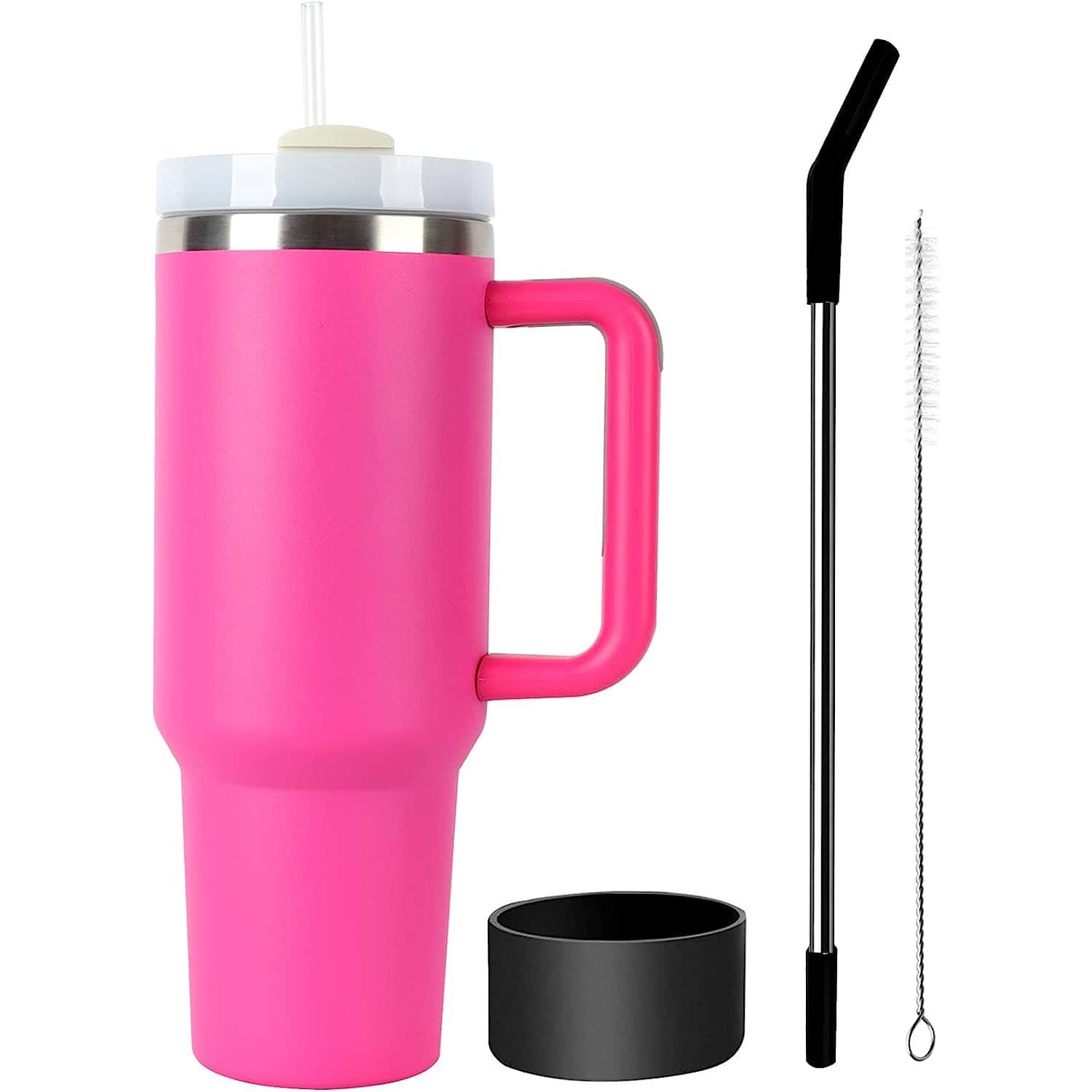 40 oz Tumbler with Handle and Straw Lid Stainless Steel Travel Mug Water Bottle Cup Reusable Insulated Vacuum splashproof Cup for Car Home Office Gifts - 彩色 - 查看 1