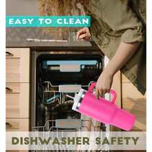 40 oz Tumbler with Handle and Straw Lid Stainless Steel Travel Mug Water Bottle Cup Reusable Insulated Vacuum splashproof Cup for Car Home Office Gifts - 彩色 - 查看 3