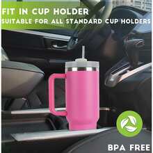 40 oz Tumbler with Handle and Straw Lid Stainless Steel Travel Mug Water Bottle Cup Reusable Insulated Vacuum splashproof Cup for Car Home Office Gifts - 彩色 - 查看 4