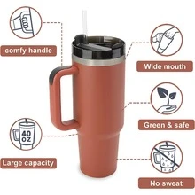 40oz - New Version Stainless Steel Vacuum Insulated Tumbler with Lid and Straw for Water  Smoothie and More  Iced Tea or Coffee (Red Rust) - 彩色 - 查看 2