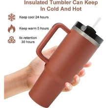 40oz - New Version Stainless Steel Vacuum Insulated Tumbler with Lid and Straw for Water  Smoothie and More  Iced Tea or Coffee (Red Rust) - 彩色 - 查看 3