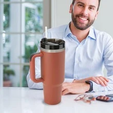 40oz - New Version Stainless Steel Vacuum Insulated Tumbler with Lid and Straw for Water  Smoothie and More  Iced Tea or Coffee (Red Rust) - 彩色 - 查看 4