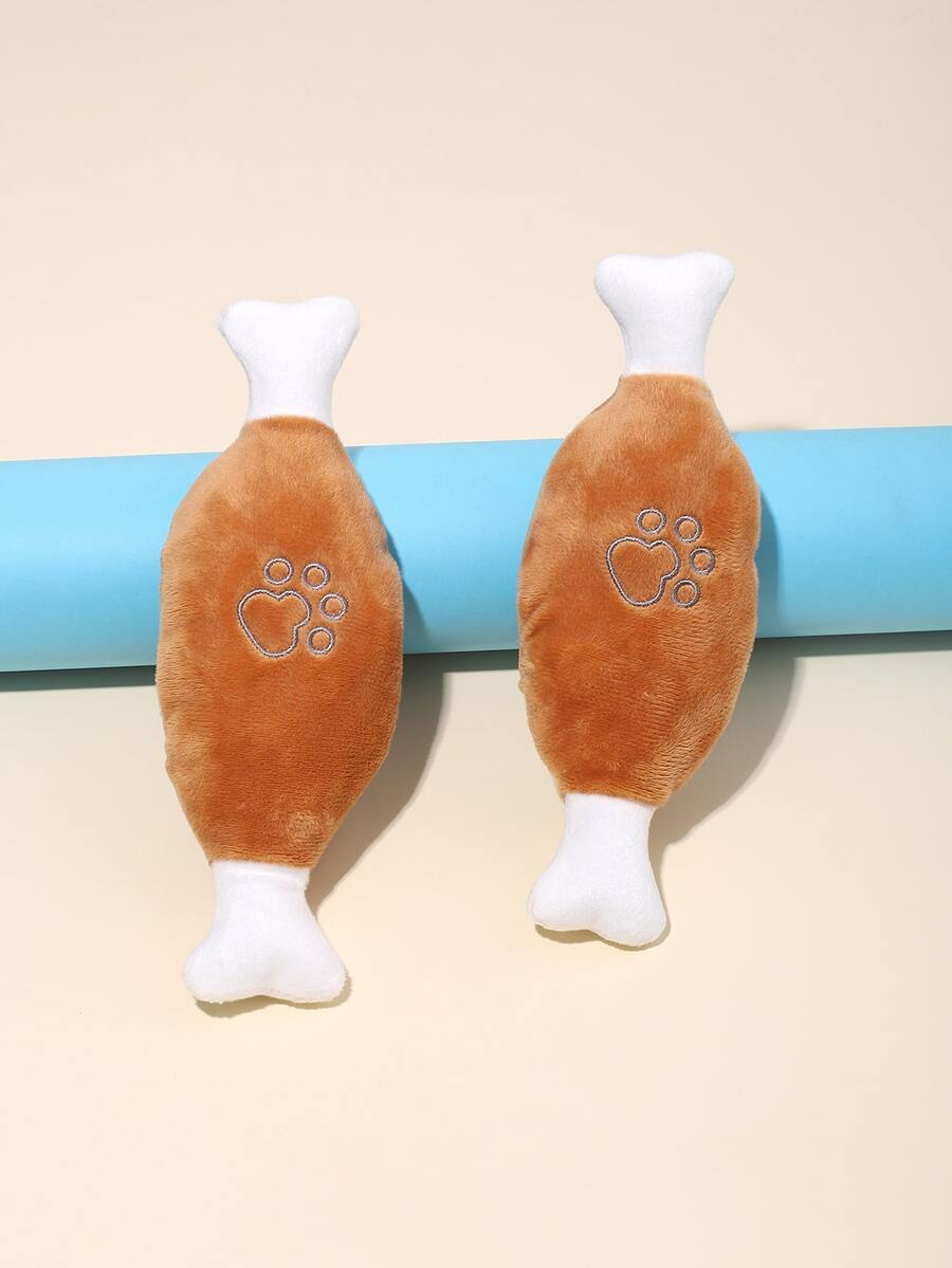 2入組骨形狀寵物毛絨玩具有聲音設備,耐咬和磨牙 - 彩色 - 查看 1