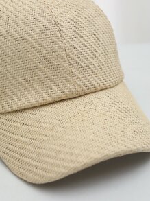 件男女通用透氣草布棒球帽，適合日常配戴 - 米色 - 查看 4