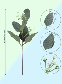 12束桉樹莖人造綠葉莖銀元桉樹莖白色種子枝插花婚禮裝飾品家居裝飾熱帶叢林主題派對用品 - 彩色 - 查看 2