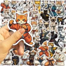 50入組功夫貓貼紙，防水和乙烯基貼紙套裝，可愛的貓貼紙，適用於水瓶，手提電腦，手機，滑板，日記DIY工藝禮物 - 彩色 - 查看 2