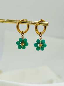 1對花耳環合適適合夏天海灘日光浴帶比基尼泳裝 - 綠松石色 - 查看 1