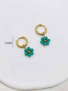 1對花耳環合適適合夏天海灘日光浴帶比基尼泳裝 - 綠松石色 - 查看 3