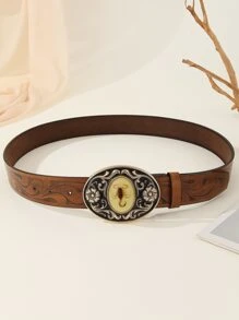 Unisex Minimalist Style Brown Printed Scorpion Amber Jeans Belt For Daily Use - Brown - View 3