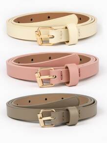 3 piezas Cinturón con hebilla cuadrada - Multicolor - Ver 2