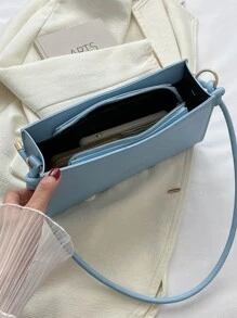 Fashionable Armpit Bag With Letter Print - Blue - View 4