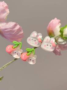 7 chiếc Kẹp tóc màu hồng / Kẹp tóc Bb hoạt hình dễ thương Y2k Rabbit & Strawberry College Style, Phụ kiện tóc phù hợp hợp thời trang để mặc hàng ngày, Rửa mặt, Trang điểm và Quần áo kết hợp - Nhiều màu - Xem 2
