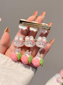 7 chiếc Kẹp tóc màu hồng / Kẹp tóc Bb hoạt hình dễ thương Y2k Rabbit & Strawberry College Style, Phụ kiện tóc phù hợp hợp thời trang để mặc hàng ngày, Rửa mặt, Trang điểm và Quần áo kết hợp - Nhiều màu - Xem 3