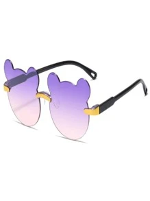 1入組可愛兒童太陽鏡，帶紫外線防護和時尚卡通熊和漸變色調鏡片，適合攝影道具或生日派對；1入組兒童小熊太陽鏡帶漸變鏡片防曬，可作為兒童禮物或幼兒配飾