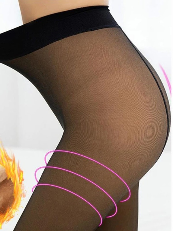 Woman Pantyhose Translucent Wool Sock Pants Winter Stocking Fleece Lined Tights Thermal Pants