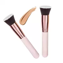 Pennello piatto per fondotinta - Pennello per trucco premium per liquidi, creme e polveri - Pennello per rifiniture, sfumature e viso - Rosa - Visualizzare 1