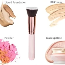 Pennello piatto per fondotinta - Pennello per trucco premium per liquidi, creme e polveri - Pennello per rifiniture, sfumature e viso - Rosa - Visualizzare 2