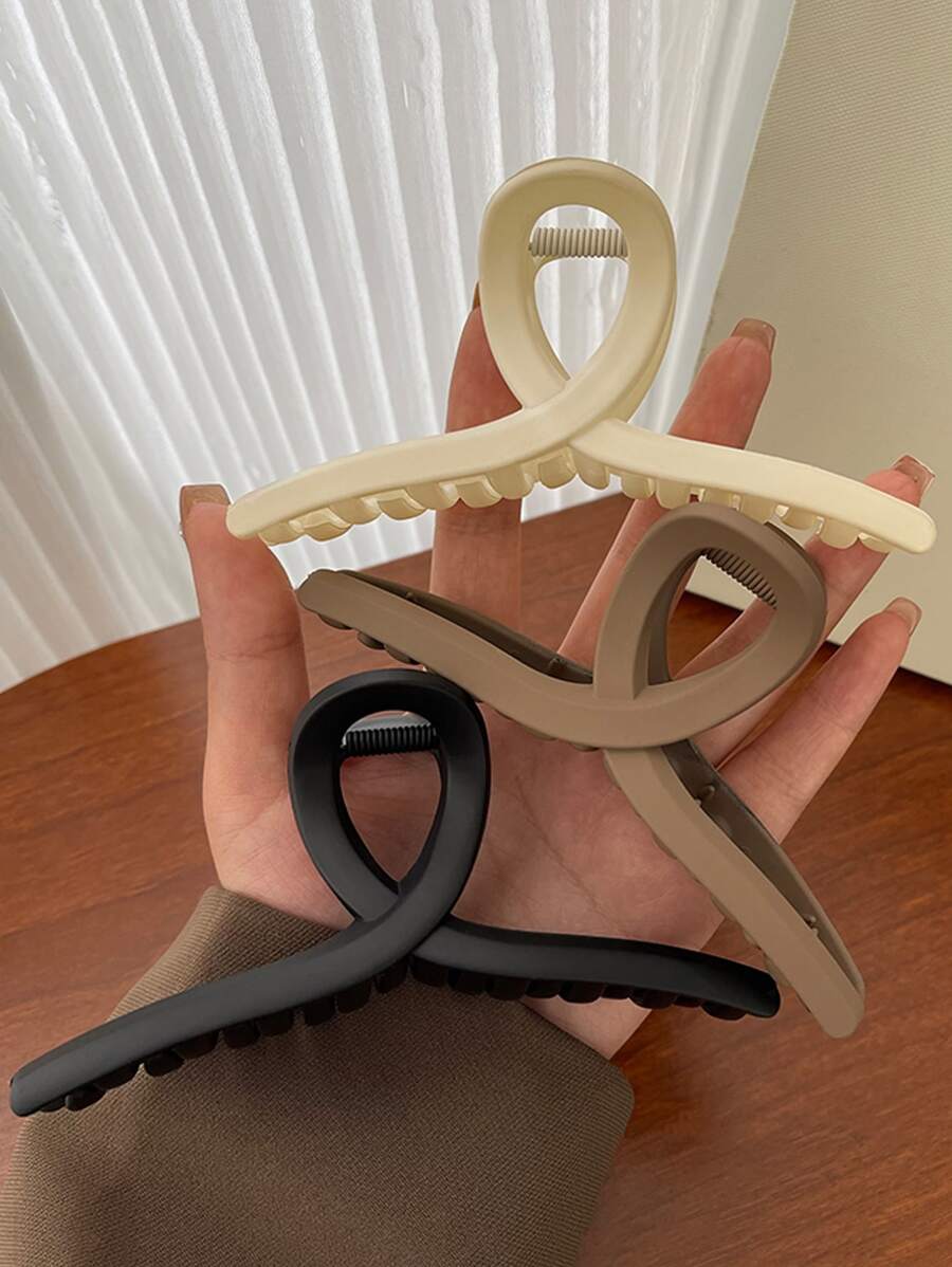 3 chiếc Kết cấu mờ Kẹp tóc bằng nhựa đơn giản có hình dạng thẳng - Nhiều màu - Xem 1