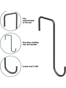 2入組不銹鋼柵欄掛鉤,門懸掛掛鉤適用於花盆,戶外花園支架,完美適用於懸掛鳥餵食器,燈籠,花盆,花盆