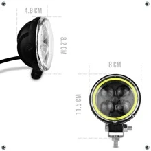 4 Round Led Headlight With Magnifying Glass And Color Ring Fixed Light And Zeta Type Strobe Pair - Red - View 6