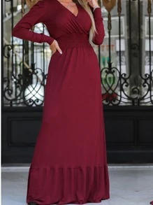 Women Dresses - Màu Đỏ Sâu - Xem 2