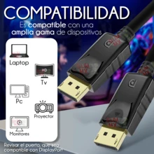 Cable Displayport Macho De 1.5 Metros DP 1.1 Para PC Alta Resolución - Negro - Ver 3