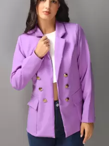 Women Blazers - 紫丁香色 - 查看 1