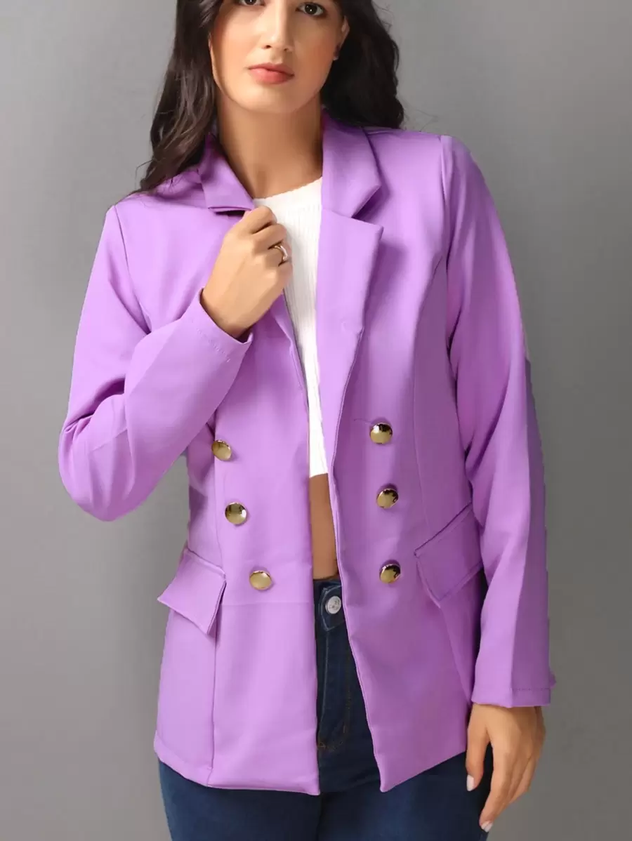 Women Blazers - 紫丁香色 - 查看 1
