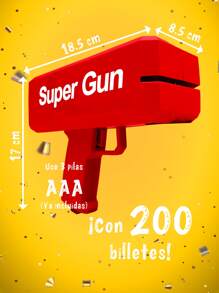 Pistola Lanza Billetes Cash Money Super Gun 200 billetes - Rojo - Ver 2