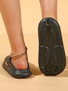 戶外休閒厚底女拖鞋，踩在沙灘上感覺 - 黑色 - 查看 4