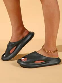 戶外休閒厚底女拖鞋，踩在沙灘上感覺 - 黑色 - 查看 2