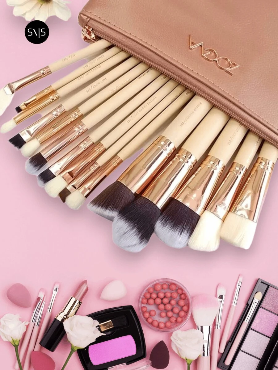 Juego de brochas de maquillaje set de 8 brochas para maquillaje - Beis - Ver 1