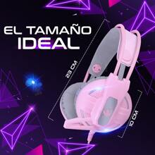 Audífonos Diadema Gamer Pink Jack 3.5 mm con Micrófono para PC Laptop Consolas PS4 PS5 Xbox One Xbox Series X/S - Rosa - Ver 4