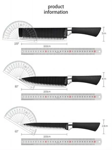 Juego de Cuchillos de Cocina de Acero Inoxidable, 6 Piezas, Oferta del - Negro - Ver 5