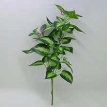Simulated 3-prong film leaf simple and atmospheric decoration indoor bedroom plant bundle bunch of green plants indoor plant wall home decoration landscaping fake flower decoration Nordic style simulation plant single 3-pronged, 3 flowers, 14 small leaves, 42 large leaves - Green - View 5