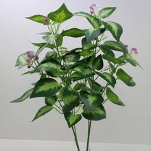 Simulated 3-prong film leaf simple and atmospheric decoration indoor bedroom plant bundle bunch of green plants indoor plant wall home decoration landscaping fake flower decoration Nordic style simulation plant single 3-pronged, 3 flowers, 14 small leaves, 42 large leaves - Green - View 2