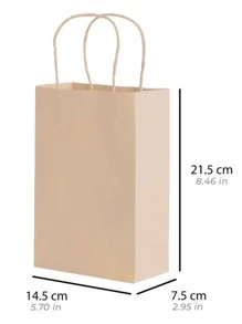 12 Bolsas de papel Kraft con Asa mediana. 100% ecológicas, biodegradables y reciclables. - Caqui - Ver 2