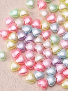 100入組混色扁平貼面人造珍珠心形diy珠寶配件 - 彩色 - 查看 2