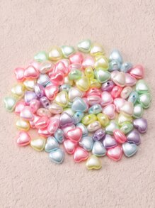 100入組混色扁平貼面人造珍珠心形diy珠寶配件 - 彩色 - 查看 3