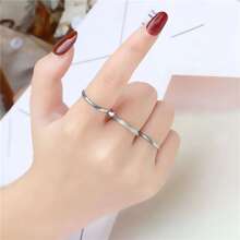 3pcs/set Women's Fashion 2mm Stainless Steel 3 Rings Set