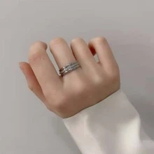 3pcs/set Women's Fashion 2mm Stainless Steel 3 Rings Set