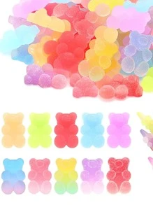 一袋 10 件小熊软糖指甲饰品装饰 3D 可爱树脂配件软糖水钻指甲 DIY 指甲饰品指甲宝石指甲用品 - 彩色 - 查看 1