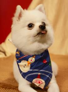 件印花聖誕寵物頭巾，適合貓咪和狗，顏色各異 - 彩色 - 查看 2