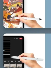 Caneta Stylus Ponta Fina 2 em 1 Tela Touch Screen Celular Tablet Universal (Preto) - Preto - Visão 4