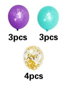 10入組美人魚圖案小氣球 - 藍色 - 查看 2