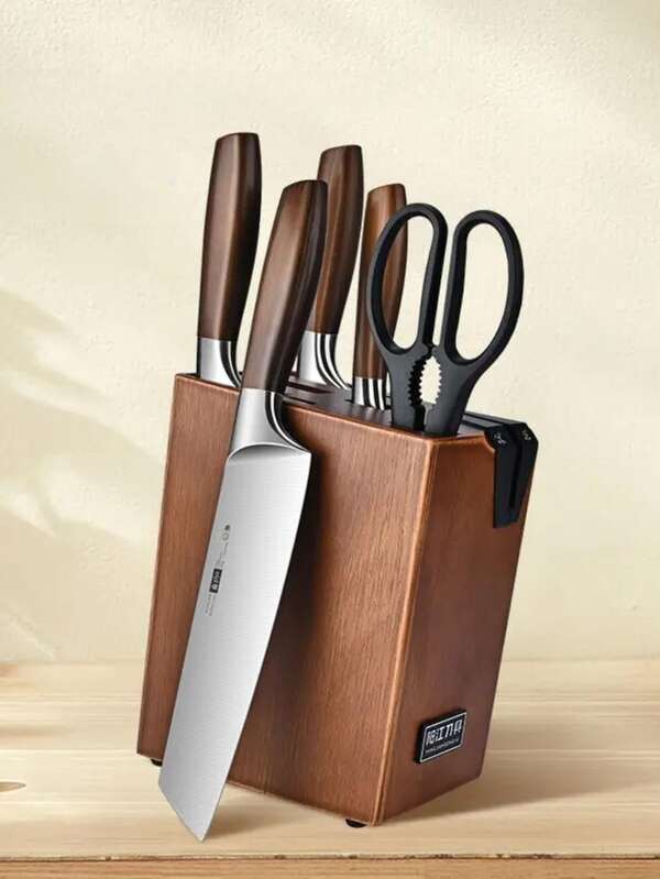 Stainless Steel Kitchen Knife Set with Wooden Block 40CR13 Blade Chef Knife Set 6pcs Kitchen