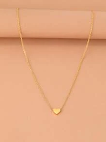 Aomogo 不锈钢项链，可爱心形吊坠，韩版时尚女士项链，珠宝礼物，新品上市，适合情人节、母亲节等节日。 - 金色 - 查看 3