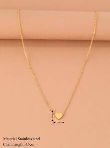 Aomogo 不锈钢项链，可爱心形吊坠，韩版时尚女士项链，珠宝礼物，新品上市，适合情人节、母亲节等节日。 - 金色 - 查看 6